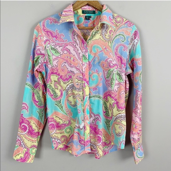 Lauren Ralph Lauren Tops - Ralph Lauren Bright Paisley Button Down Shirt